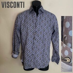 Visconti Black Contrast Long Sleeve Shirt Small Gently worn 100% cotton